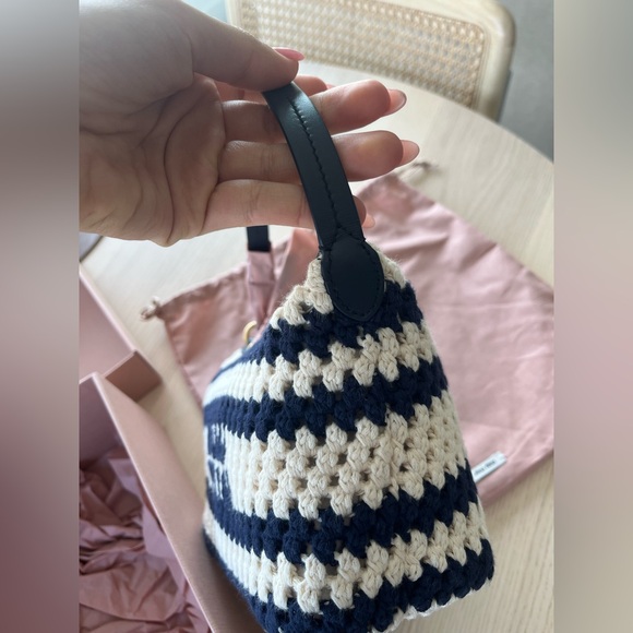 Miu Miu Striped Crochet Shoulder Bag - Picture 11 of 14